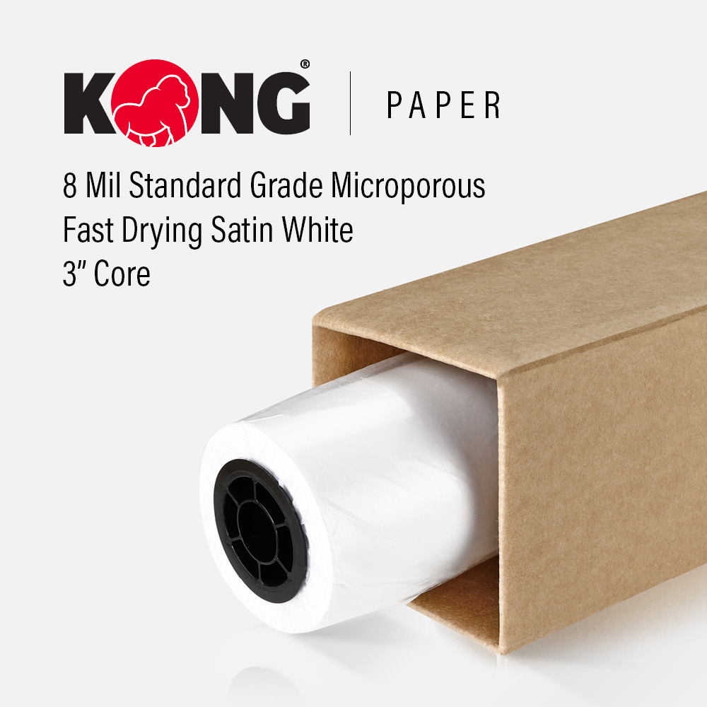 60'' x 100' Kong Paper - 8 Mil Standard Grade Microporous Fast Drying Satin White Printable Paper on 3'' Core